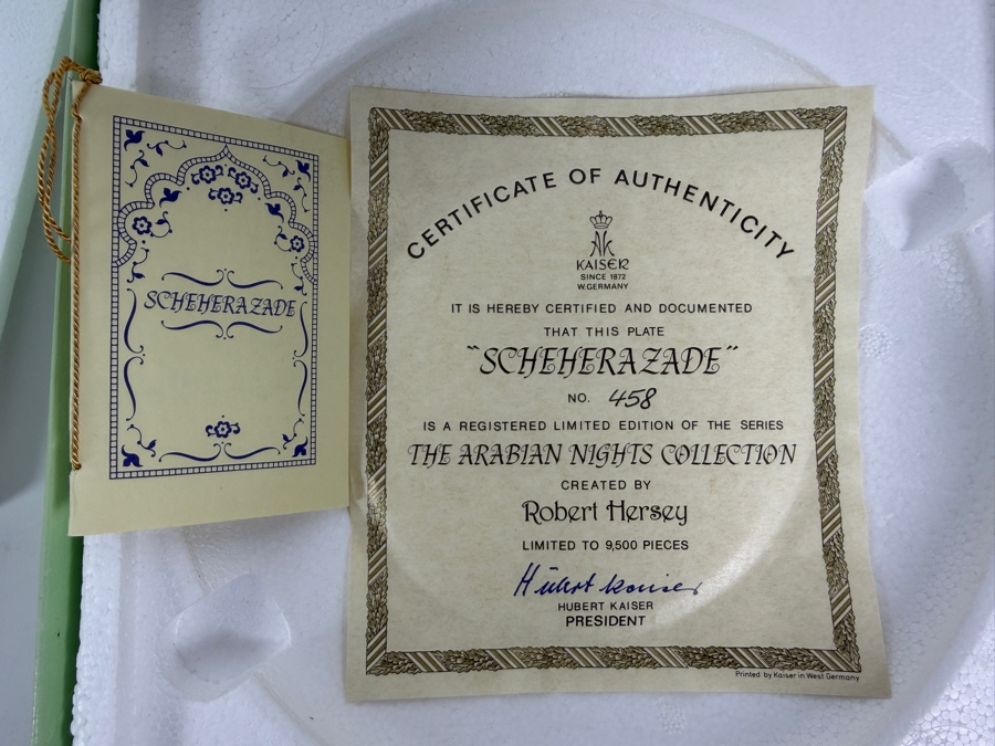 Just Added - Vintage Limited Edition Kaiser West Germany Porcelain Collector Plate: Scheherazade From The Arabian Nights Collection With Original Box 8W [Photo 7]