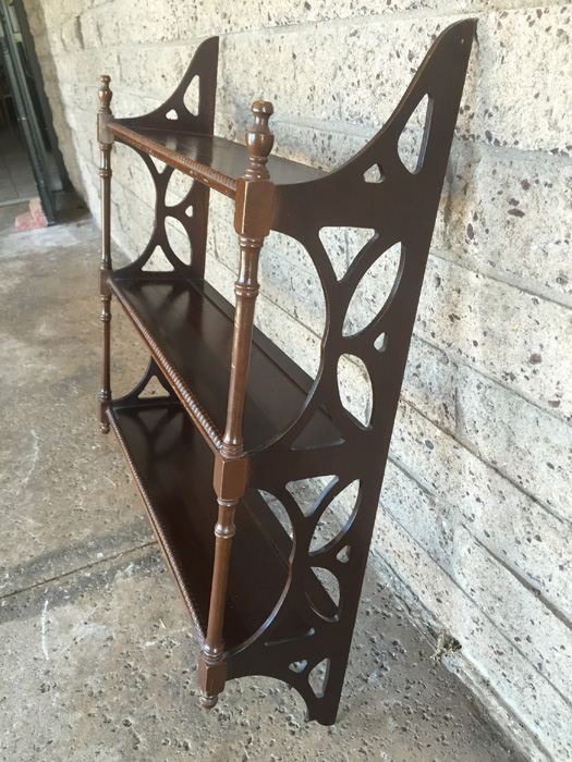 Vintage Mahogany 3 Tiered Wall Shelf [Photo 2]