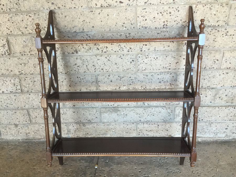 Vintage Mahogany 3 Tiered Wall Shelf [Photo 3]
