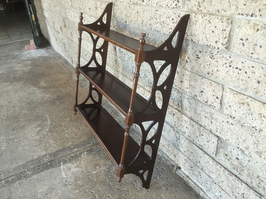 Vintage Mahogany 3 Tiered Wall Shelf [Photo 4]
