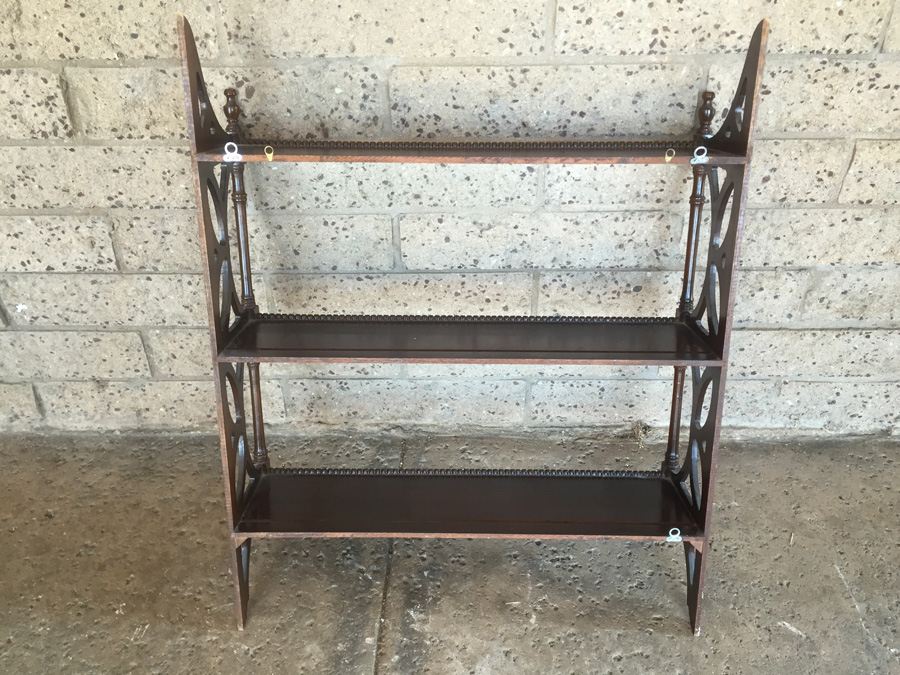 Vintage Mahogany 3 Tiered Wall Shelf [Photo 8]