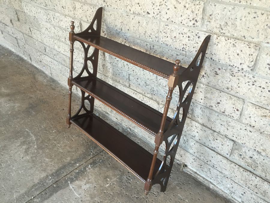 Vintage Mahogany 3 Tiered Wall Shelf [Photo 1]