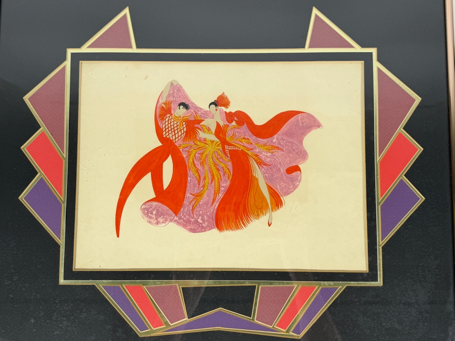 Just Added - Romain (Erte) De Tirtoff (1892-1990, Russia) Original Gouache On Paper Costume Design Signed Lower Left And Titled Verso 13W X 9.5 Framed 21W X 17.5'H [Photo 5]
