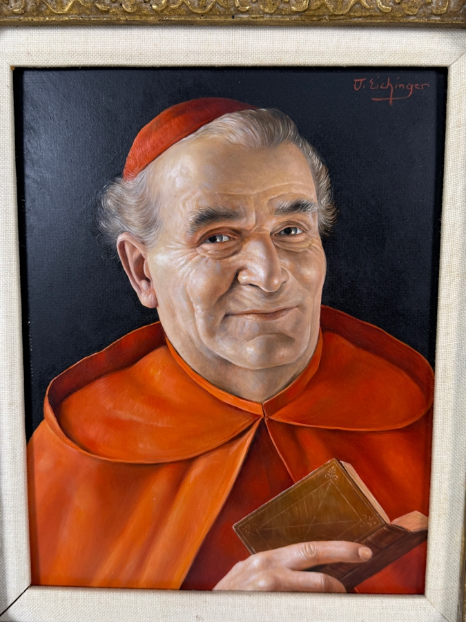 Just Added - Otto Eichinger (1922-2004, Austria) Original Oil Painting On Board Titled 'Cardinal' 8 X 10.5 Framed 15 X 17 [Photo 3]