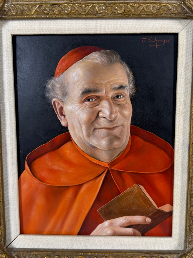 Just Added - Otto Eichinger (1922-2004, Austria) Original Oil Painting On Board Titled 'Cardinal' 8 X 10.5 Framed 15 X 17 [Photo 2]