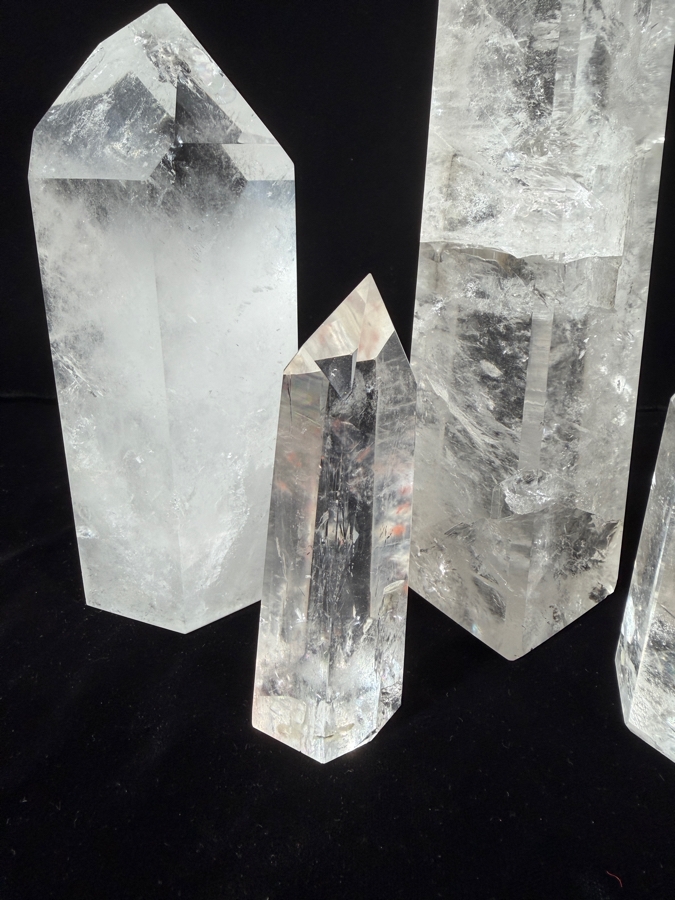 Just Added - Collection Of Five Natural Polished White Clear Quartz Crystal Obelisks Wands 5'H - 11.5'H [Photo 6]