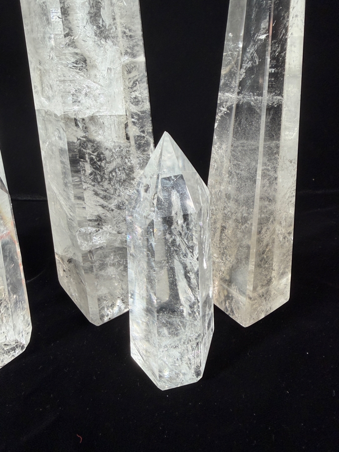 Just Added - Collection Of Five Natural Polished White Clear Quartz Crystal Obelisks Wands 5'H - 11.5'H [Photo 5]