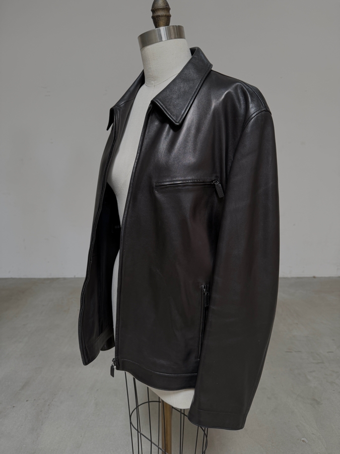 Just Added - Men's GUCCI Black Lambskin Leather Jacket Size 56 Made In Italy [Photo 4]