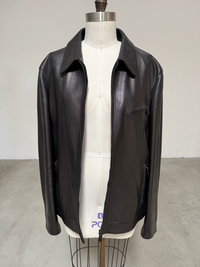 Just Added - Men's GUCCI Black Lambskin Leather Jacket Size 56 Made In Italy [Photo 2]