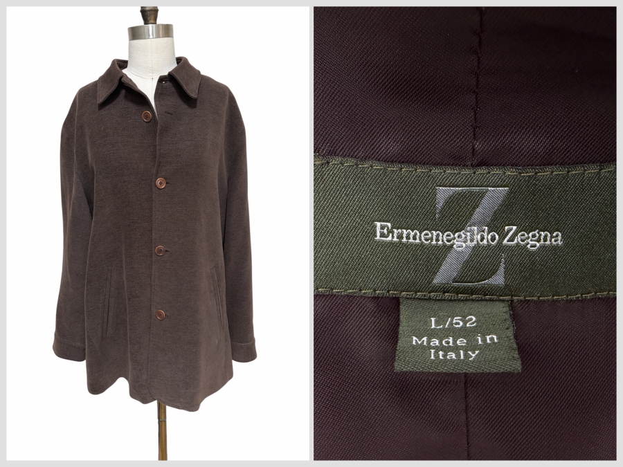 Just Added - Men's Ermenegildo Zegna Luxury Wool Coat Size L 52 Made In Italy