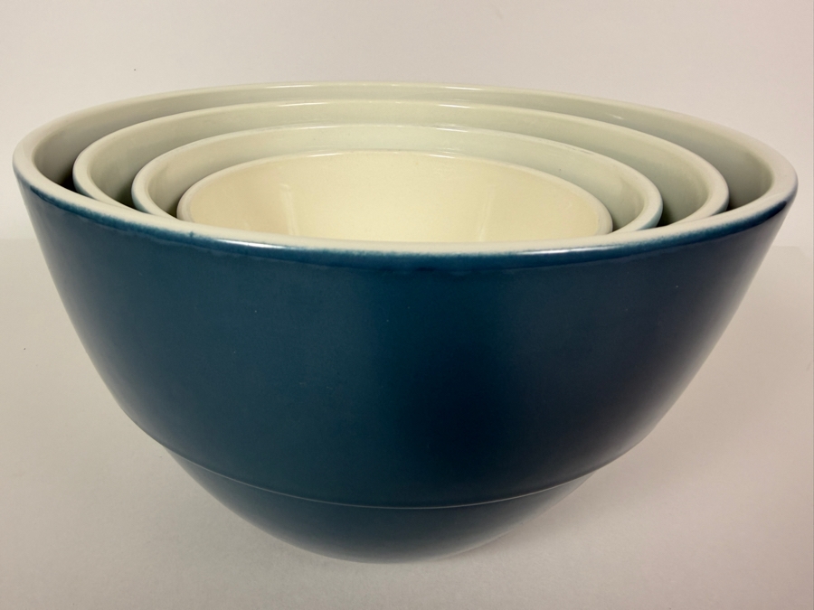 Just Added - Set Of Four Crate & Barrel Nesting Mixing Bowls Largest Is 9 3/8'W [Photo 6]