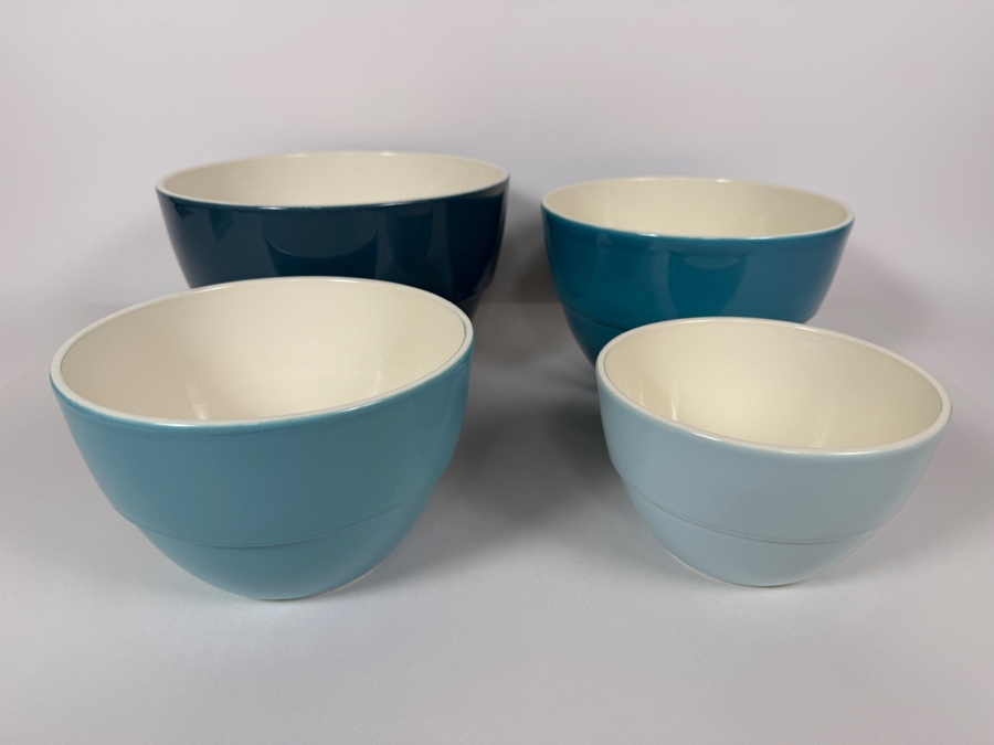 Just Added - Set Of Four Crate & Barrel Nesting Mixing Bowls Largest Is 9 3/8'W [Photo 4]