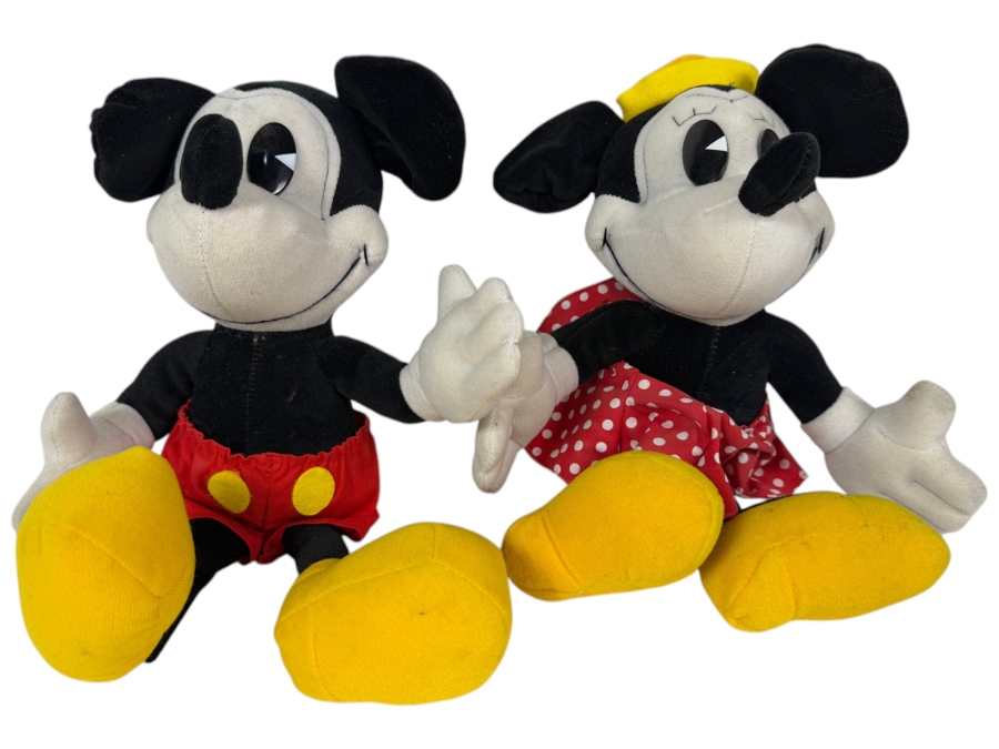 Vintage Walt Disney World Mickey And Minnie Mouse Pie-Eyed Plush Set