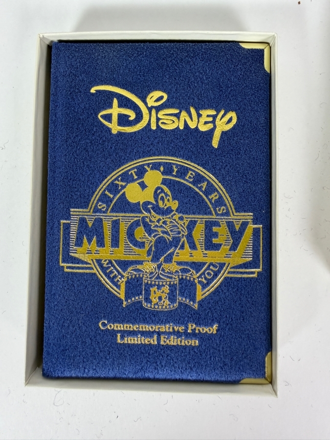 1988 Disney Mickey 60 Years With You Steamboat Willie 1 Troy Ounce .999 Silver Proof Coin In Display Case With Certificate Of Authenticity [Photo 6]