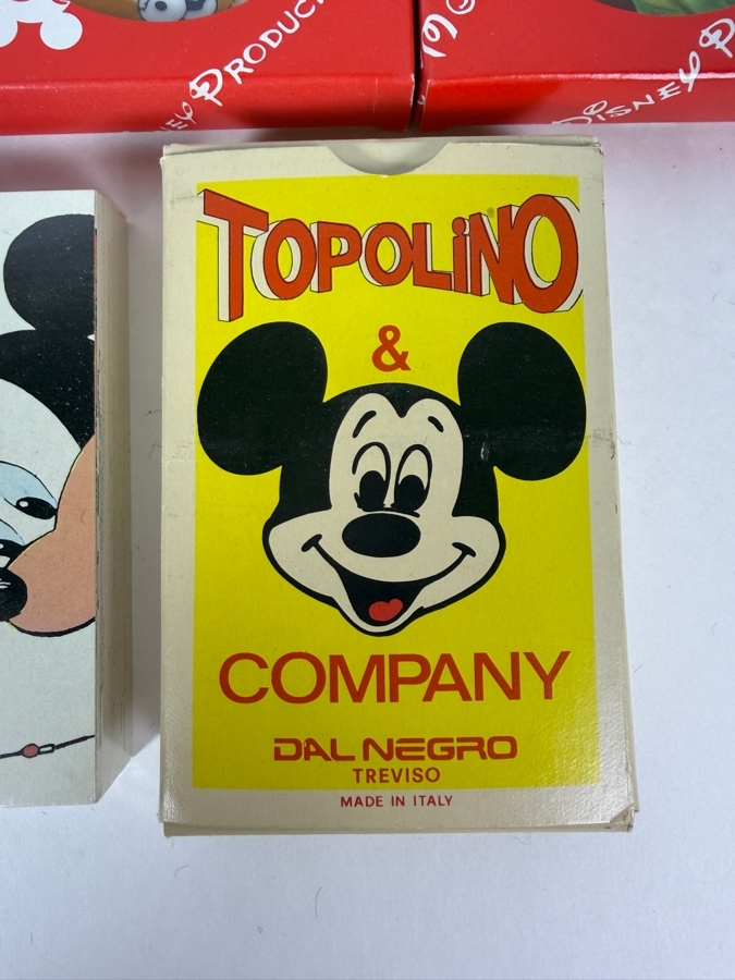 Vintage Walt Disney Productions Mickey Mouse Miniature Plate Collection And Factory Sealed Italian Topolino & Company Playing Cards Set [Photo 3]