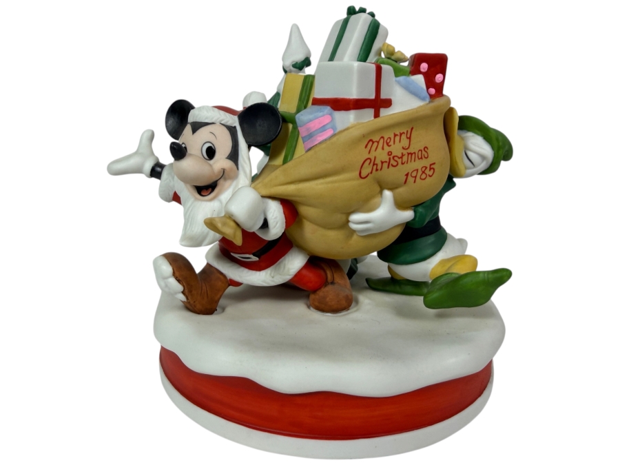 Vintage Grolier Limited Edition The Disney Collection Christmas 1985 'Santa's Helpers' Mickey And Donald Figurine 6'H