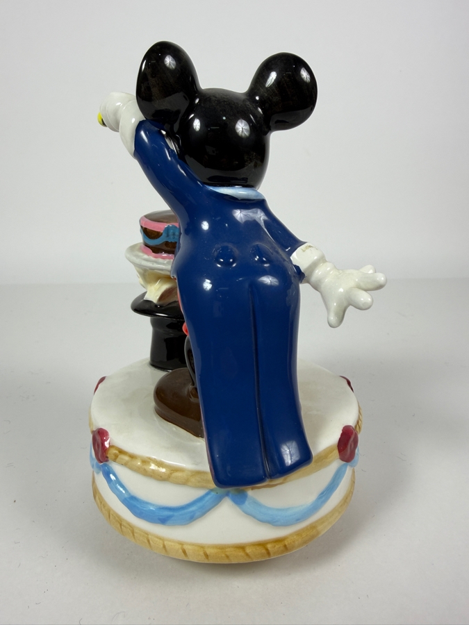Vintage Disney Schmid Mickey Mouse Magician 50th Birthday Revolving Music Box Plays 'It's A Small World' 7'H [Photo 4]