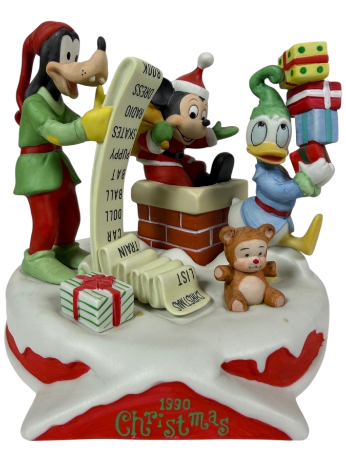 Vintage Grolier Collectibles Christmas 1990 'Checking It Twice' Artwork By The Walt Disney Company Figurine 6'H