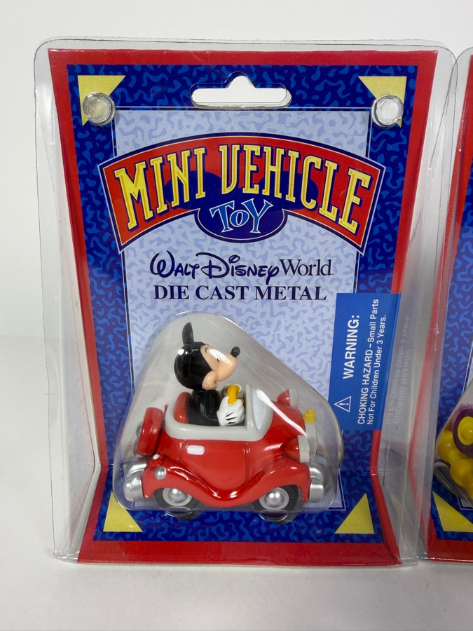 (3) Vintage Walt Disney World Die-Cast Mini Vehicle Toy Set Mickey Minnie And Donald New In Package [Photo 2]