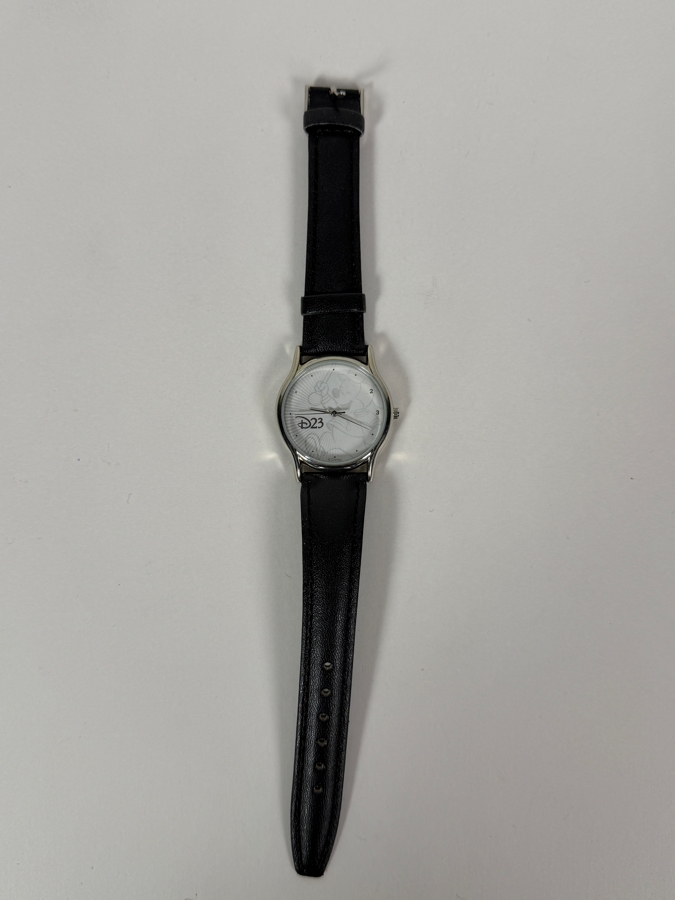 Disney D23 Member Exclusive Marching Mickey Mouse Silver Tone Quartz Watch With Black Leather Band [Photo 2]