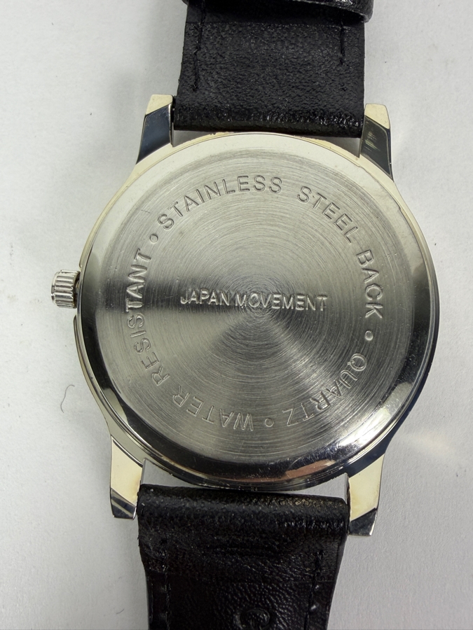 Disney D23 Member Exclusive Marching Mickey Mouse Silver Tone Quartz Watch With Black Leather Band [Photo 4]