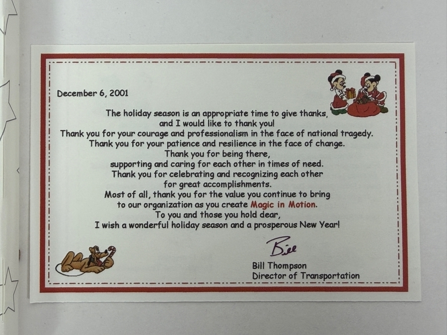 2001 Walt Disney World Cast Member Holiday Gift Walt Disney Bronze Medallion With Appreciation Card [Photo 4]