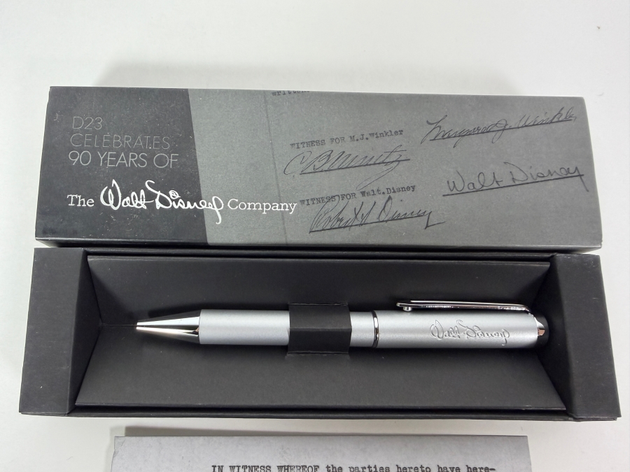 Disney D23 Member Exclusive 90th Anniversary Commemorative Pen Set With Reproduction 1923 Contract Signatures [Photo 2]