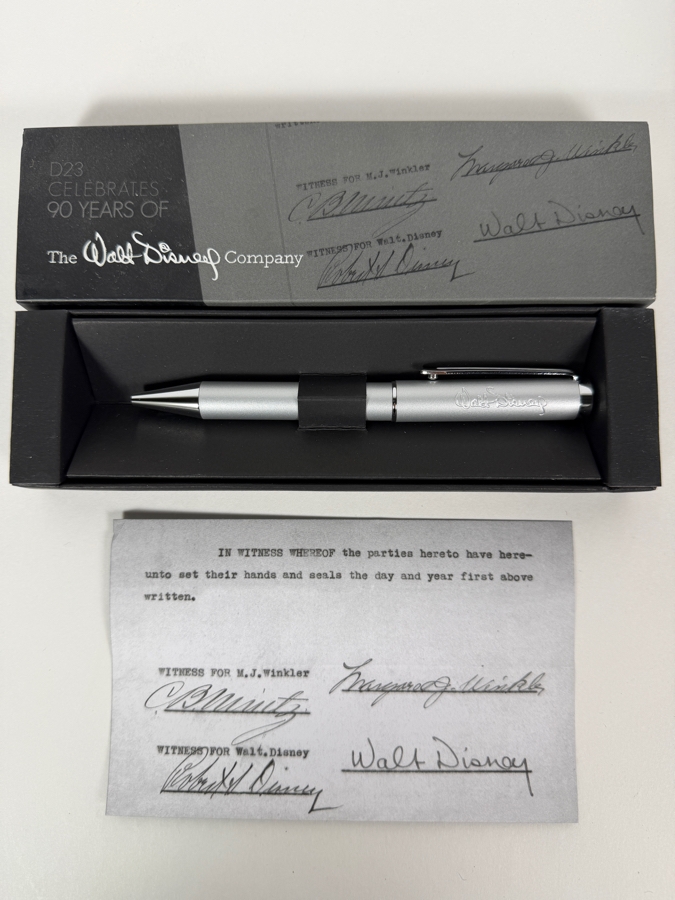 Disney D23 Member Exclusive 90th Anniversary Commemorative Pen Set With Reproduction 1923 Contract Signatures [Photo 3]