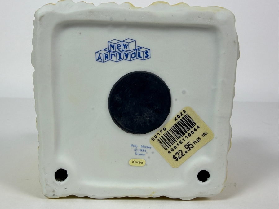 Vintage 1984 Disney New Arrivals Baby Mickey Mouse Yellow Armchair Ceramic Coin Bank 5.5'H [Photo 5]