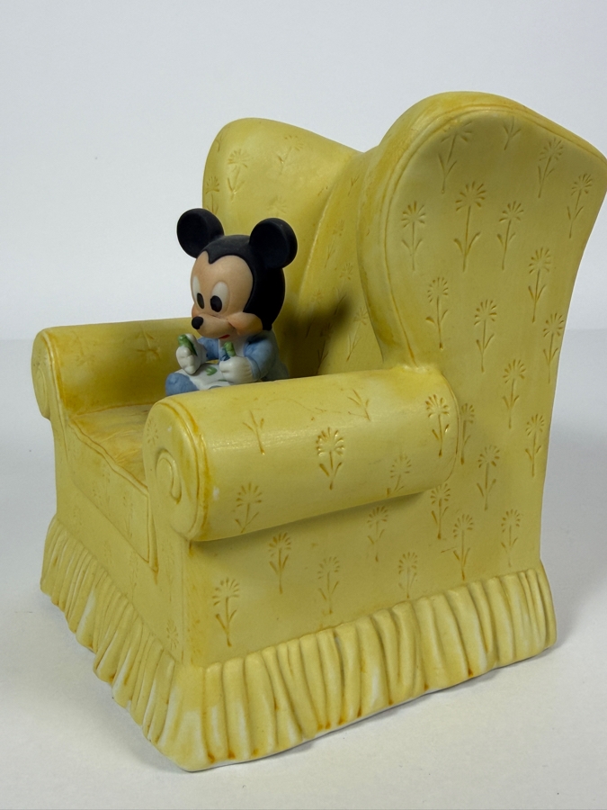 Vintage 1984 Disney New Arrivals Baby Mickey Mouse Yellow Armchair Ceramic Coin Bank 5.5'H [Photo 3]