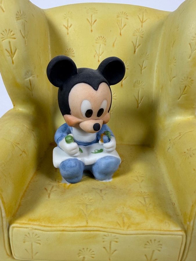 Vintage 1984 Disney New Arrivals Baby Mickey Mouse Yellow Armchair Ceramic Coin Bank 5.5'H [Photo 2]