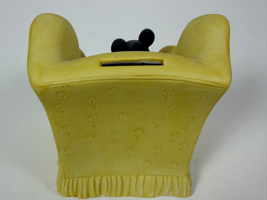 Vintage 1984 Disney New Arrivals Baby Mickey Mouse Yellow Armchair Ceramic Coin Bank 5.5'H [Photo 4]
