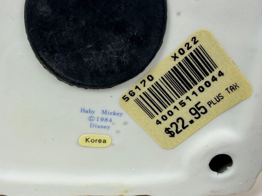 Vintage 1984 Disney New Arrivals Baby Mickey Mouse Yellow Armchair Ceramic Coin Bank 5.5'H [Photo 6]