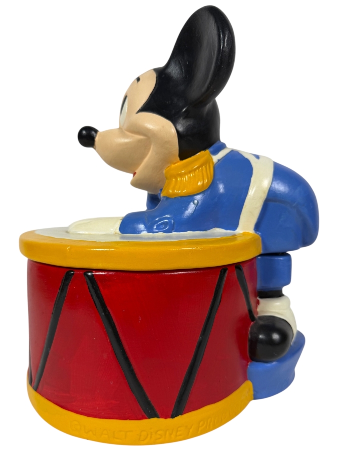 Vintage Walt Disney Productions Mickey Mouse Marching Band Drum Ceramic Cookie Jar By California Originals 11.5'H