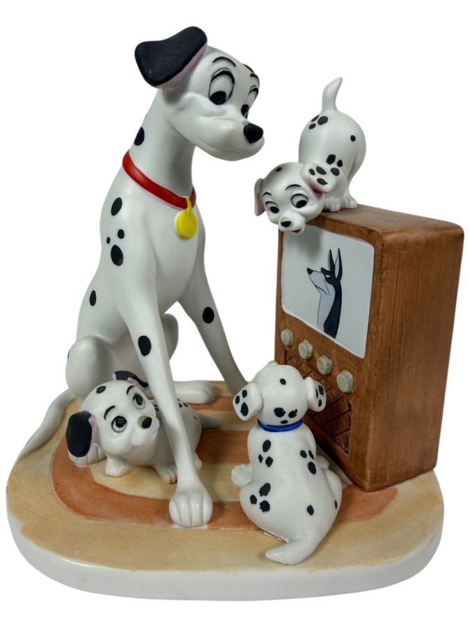 Vintage Grolier Disney Magic Memories 101 Dalmatians Pongo And Puppies Watching TV Limited Edition Figurine 6'H