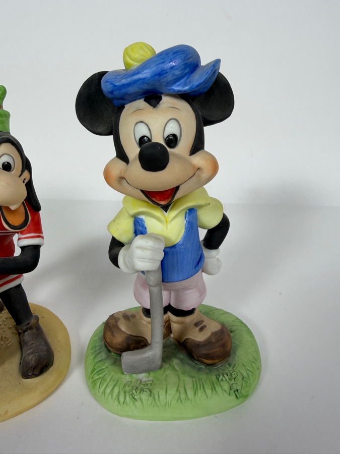 Vintage Walt Disney Productions Goofy Surfer And Mickey Mouse Golfer Ceramic Bisque Figurines 6'H [Photo 2]