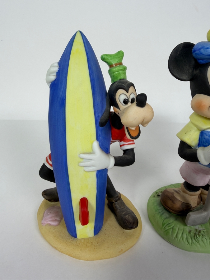 Vintage Walt Disney Productions Goofy Surfer And Mickey Mouse Golfer Ceramic Bisque Figurines 6'H [Photo 3]