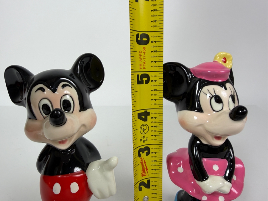 Vintage Walt Disney Productions Japan Mickey And Minnie Mouse Glossy Ceramic Figurines 5.5'H [Photo 8]