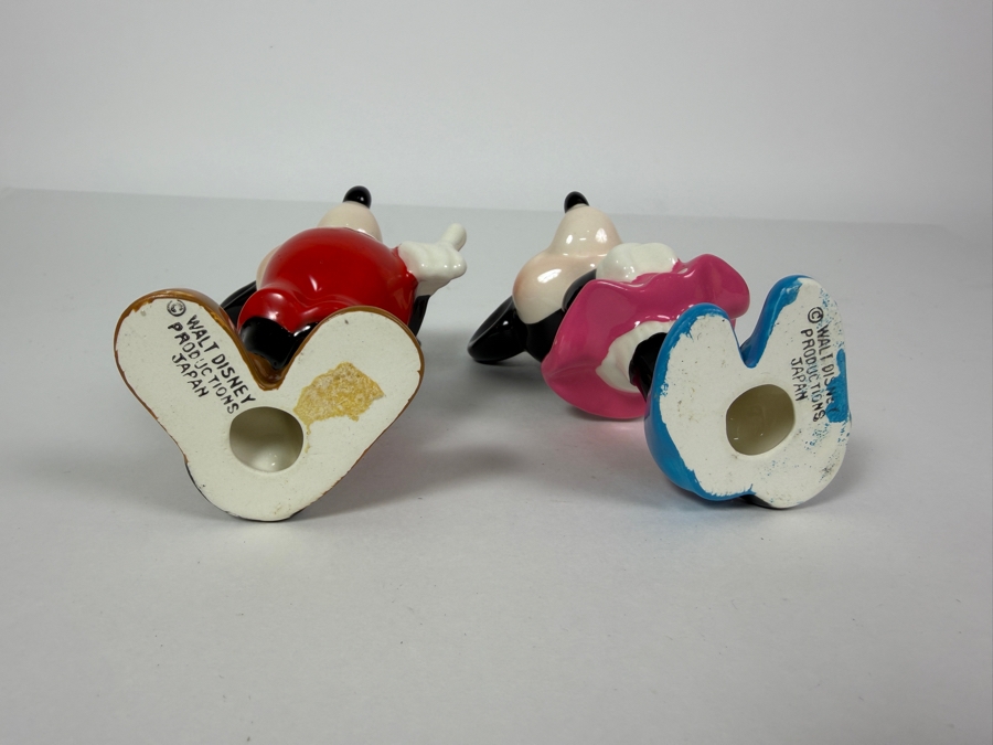 Vintage Walt Disney Productions Japan Mickey And Minnie Mouse Glossy Ceramic Figurines 5.5'H [Photo 6]