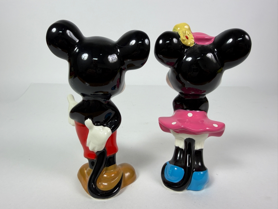 Vintage Walt Disney Productions Japan Mickey And Minnie Mouse Glossy Ceramic Figurines 5.5'H [Photo 5]