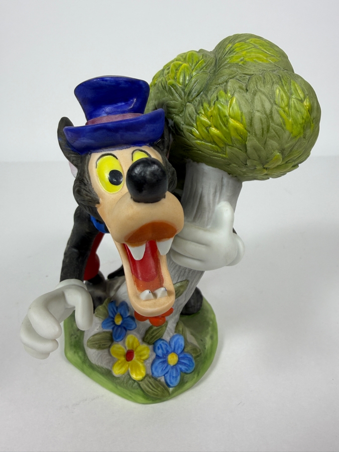 Vintage Walt Disney Productions Three Little Pigs Big Bad Wolf Ceramic Porcelain Figurine 6'H [Photo 3]
