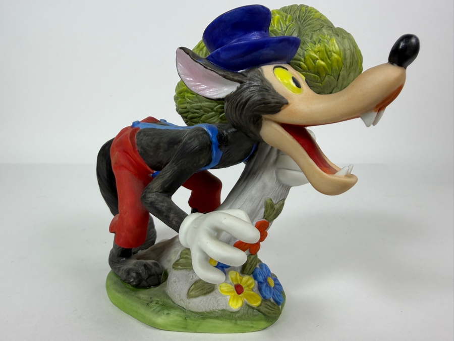 Vintage Walt Disney Productions Three Little Pigs Big Bad Wolf Ceramic Porcelain Figurine 6'H [Photo 2]