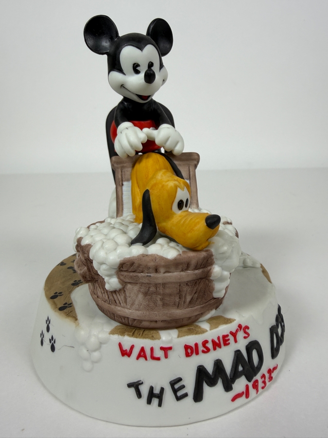 Vintage Limited Edition Walt Disney's Cartoon Classics Limited Edition Collectible Porcelain Figurine Titled 'Walt Disney's The Mad Dog 1932' Mickey And Pluto 6'H [Photo 2]