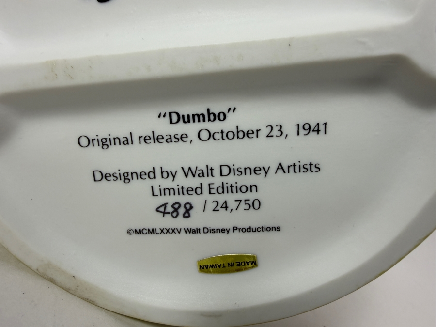 Vintage Grolier 1985 Disney Collection Heroes & Villains Dumbo Limited Edition 488/24,750 Porcelain Figurine Designed By Walt Disney Artists 5.25'H [Photo 11]
