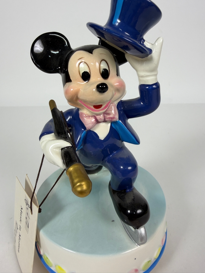 Schmid Walt Disney 'That's Entertainment' Ice Skating Mickey Mouse Spinning Music Box 7.5'H [Photo 2]