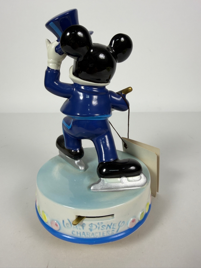Schmid Walt Disney 'That's Entertainment' Ice Skating Mickey Mouse Spinning Music Box 7.5'H [Photo 4]
