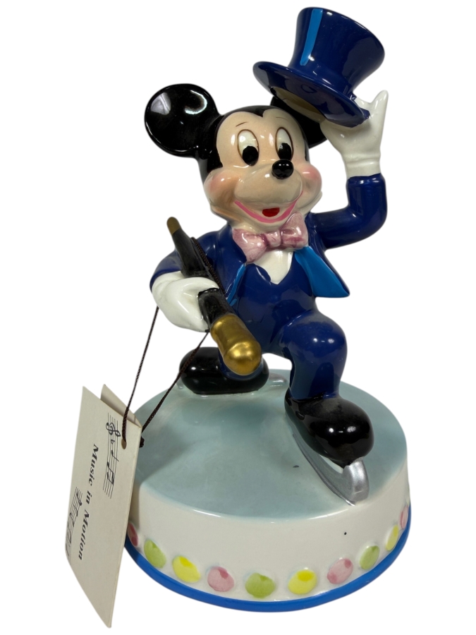 Schmid Walt Disney 'That's Entertainment' Ice Skating Mickey Mouse Spinning Music Box 7.5'H