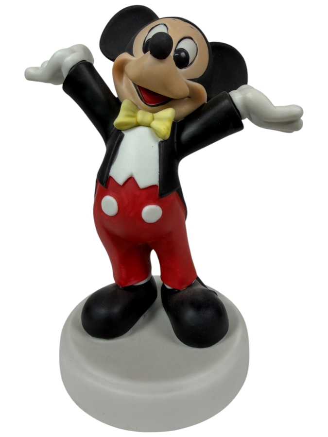 Vintage 1980s Walt Disney Productions Mickey Mouse Tuxedo Porcelain Figurine 7'H