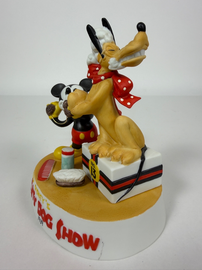Vintage Walt Disney's Cartoon Classics Limited Edition Collectible Porcelain Figurine Walt Disney's Society Dog Show 1939 Mickey Mouse And Pluto Limited Edition 16/15,000 Figurine 6'H [Photo 3]