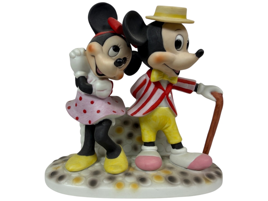 Vintage Walt Disney Productions Mickey And Minnie Mouse Barber Shop Porcelain Figurine 6'H
